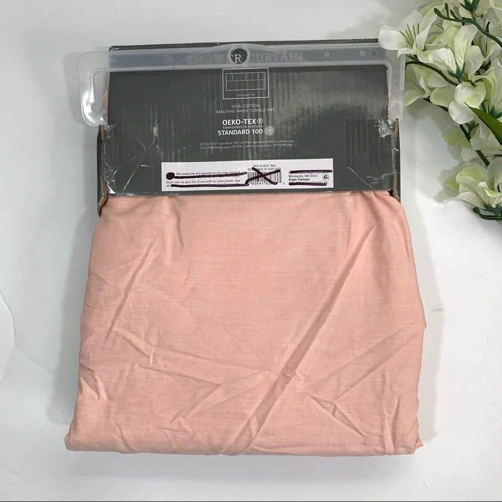 Threshold Peach / White Embroidery Shower Curtain